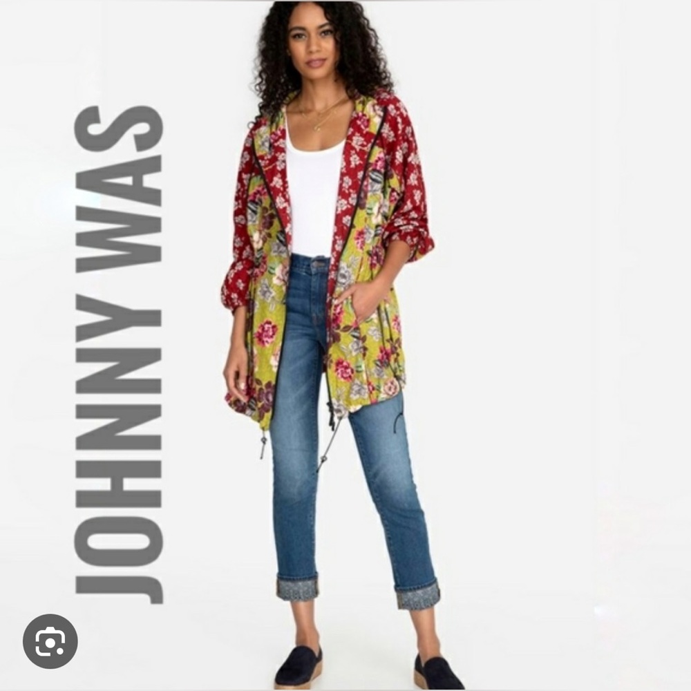 Johnny Was Live Cache Lined Track Anorak Hoodie Jacket Reversible size small